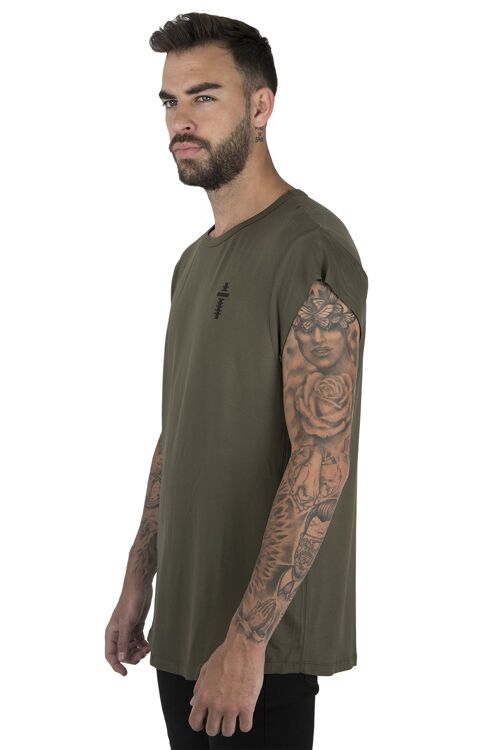 CUTTED SLEEVES T-SHIRT - GREEN - GREEN