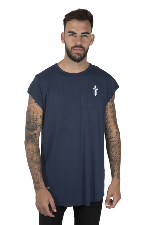 CUTTED SLEEVES T-SHIRT - NAVY - NAVY