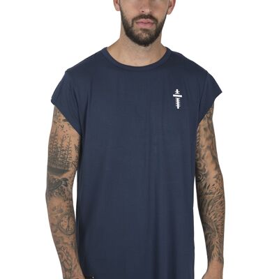 CUTTED SLEEVES T-SHIRT - NAVY - NAVY