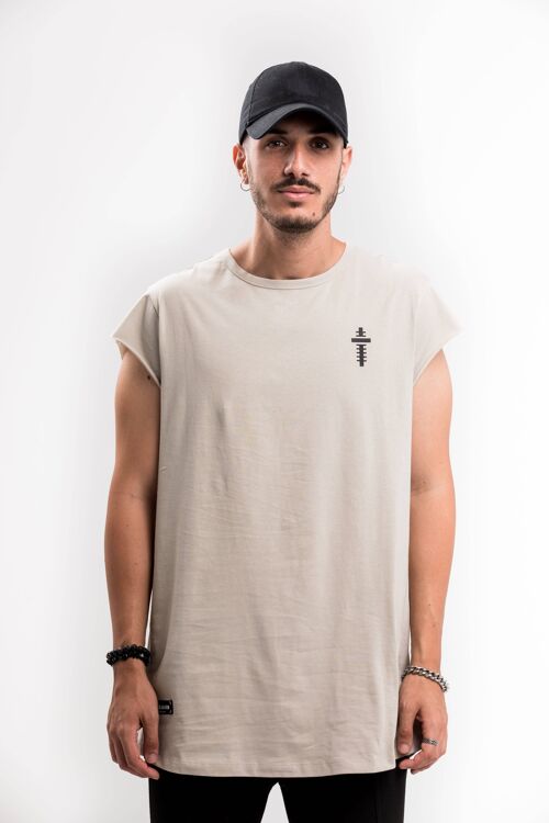 CUT SLEEVES T-SHIRT — GREY - Grey/Grey