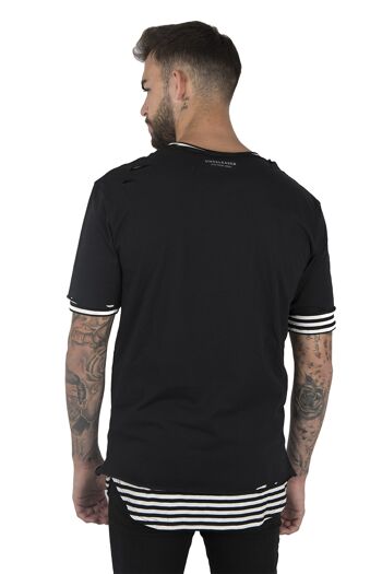 T-SHIRT DOUBLE RAYURES - NOIR/NOIR 3