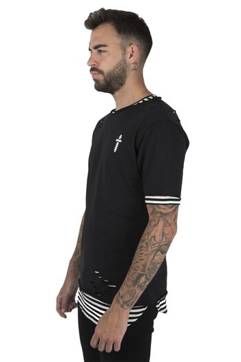 T-SHIRT DOUBLE RAYURES - NOIR/NOIR 4