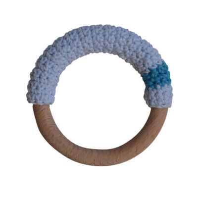 Organic wooden ring soft blue