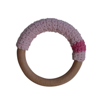 Organic wooden ring soft pink