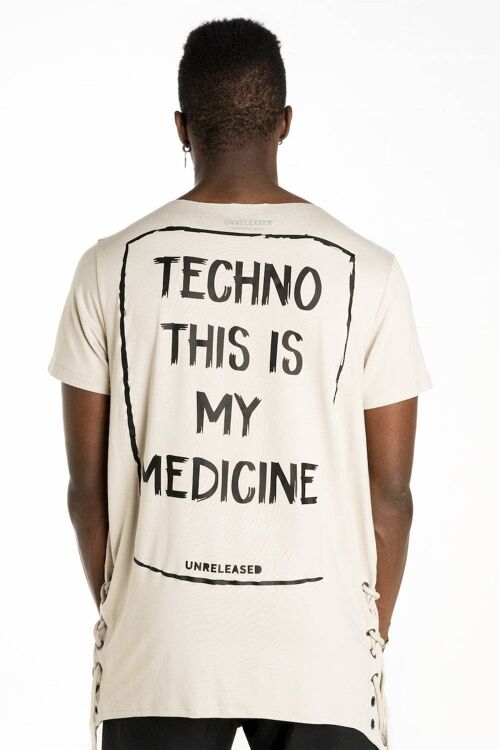 T-SHIRT “TECHNO IS MY MEDICINE” WHITE - Grey/Grey