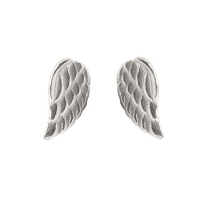 Pendientes de botón alas de ángel de plata 925 rodiada