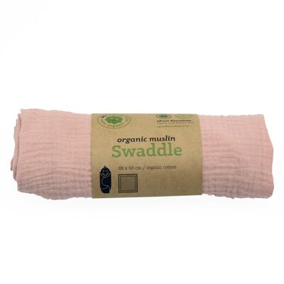 Organic cotton muslin swaddle pink