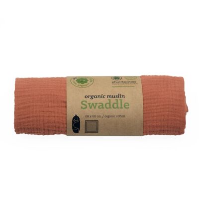 Organic cotton muslin swaddle argile