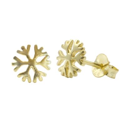 Ear studs Snow 925 silver gold plated