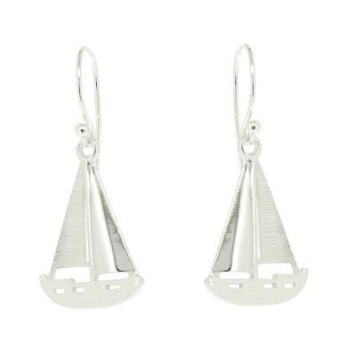 Boucles d'oreilles yacht en argent sterling et boîte de présentation