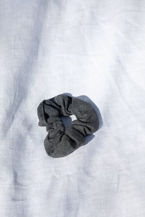 Scrunchie individual en diferentes colores - Gris oscuro algodón