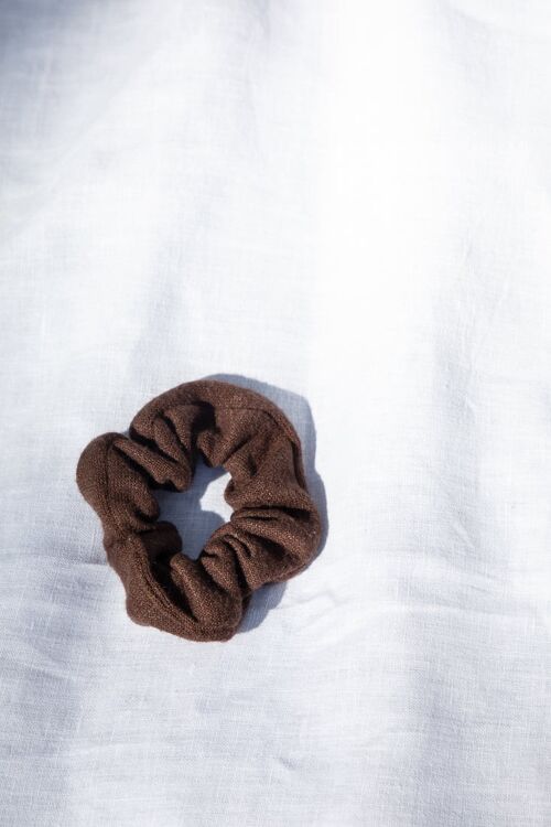 Scrunchie individual en diferentes colores - Marrón oscuro algodón