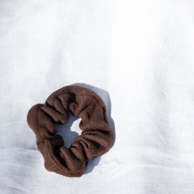 Scrunchie individual en diferentes colores - Marrón oscuro algodón