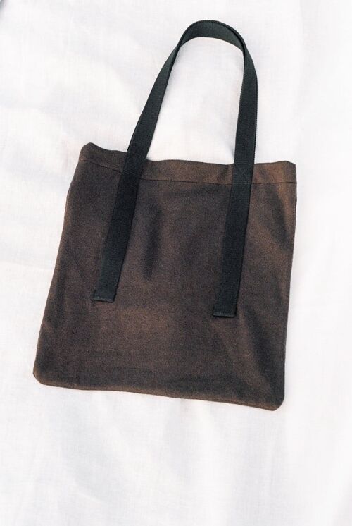 Bolso reversible color marrón y cuadro vichy AURELIA