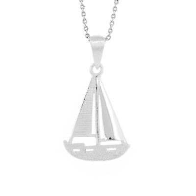 Sterling Silver Yacht Pendant with 18" Trace Chain and Presentation Box