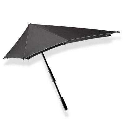 Senz° Large stick storm umbrella pure black reflective