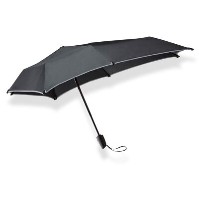 Senz° Mini Automatic foldable storm umbrella pure black reflective