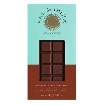 Chocolat au lait et Flor de Sal Bio 80gr. Sortir d'Ibiza