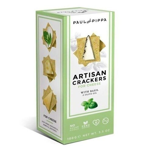 Artisan Crackers con Albahaca 130gr. Paul & Pippa