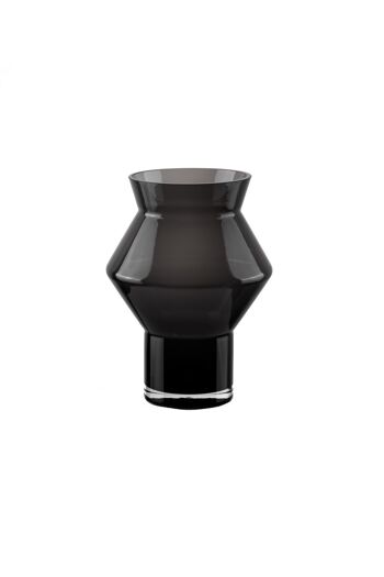 Vase design de forme cylindrique angulaire dentelée, verre gris foncé de haute qualité, CUZ11GR 2