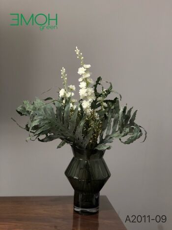 Vase design de forme cylindrique angulaire dentelée, verre gris foncé de haute qualité, CUZ11GR 5