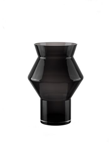 Grand vase design de forme cylindrique angulaire dentelée, verre gris foncé de haute qualité, CUZ14GR 3