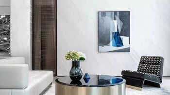 TOP vendeur : Grand vase moderne et élégant en verre de qualité bleu profond, DAVOS15 4