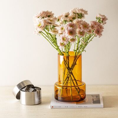 Vase au design moderne et chic de style rétro, couleur ambre, TYLER12AM