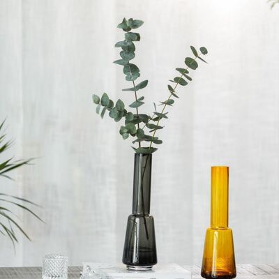 Schlanke Vase im Retro-Stil, modernes, edles Design, Bernsteinfarbe, TYLER14AM