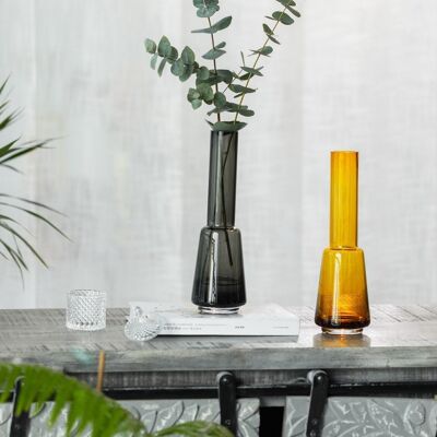Schlanke Vase im Retro-Stil, modernes, edles Design, Bernsteinfarbe, TYLER14AM
