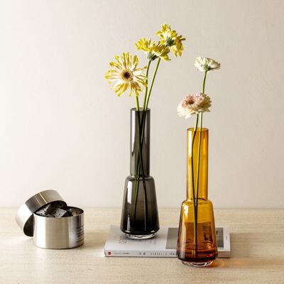 Grand vase design rétro moderne, couleur gris foncé, TYLER14GR