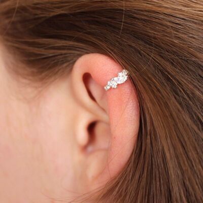Ear Cuff de plata esterlina con racimo de cristales