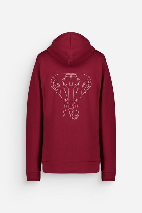 Sweat à capuche Elephant Bordeaux Blanc