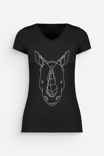 T-Shirt Rhinocéros Femme Noir Blanc