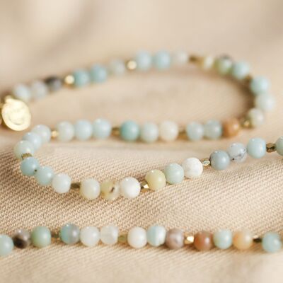 Semi-Precious Stone Beaded Necklace in Pastel Green