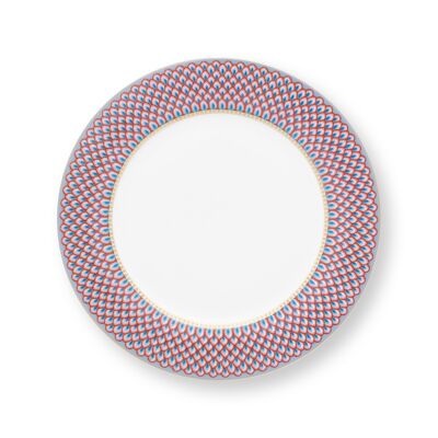 PIP - Assiette plate Flower Festival Scallop Rouge-Bleu clair - 26,5cm