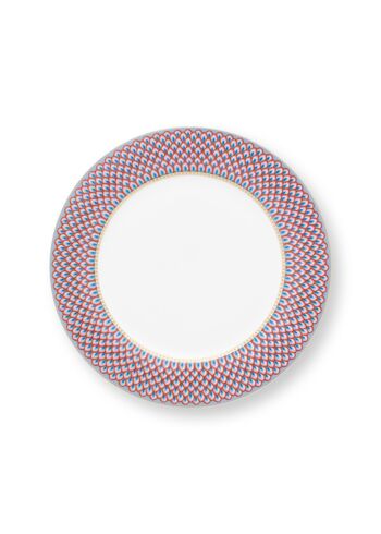 PIP - Assiette plate Flower Festival Scallop Rouge-Bleu clair - 26,5cm