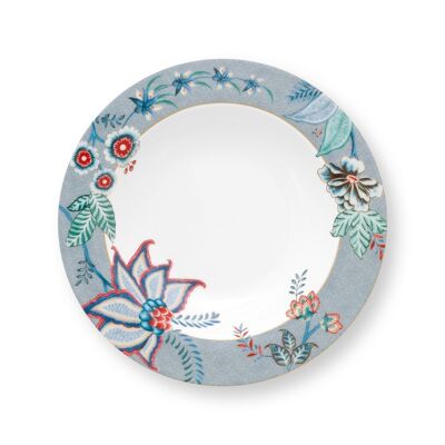 PIP - Assiette creuse Flower Festival Bleu clair - 21,5cm