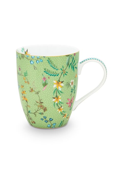 PIP - Grand mug Jolie fleurs vert 350ml