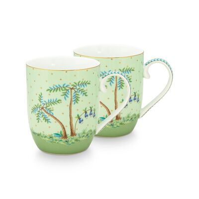 PIP - Set of 2 small mugs Jolie polka dots green gold 145ml