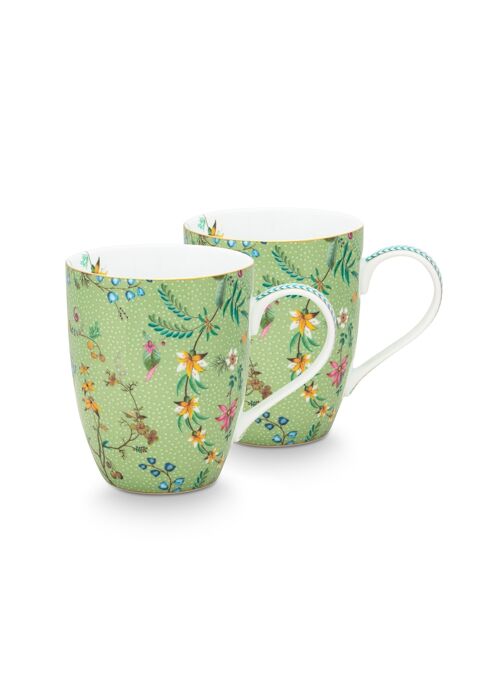 PIP - Coffret 2 Grand mug Jolie fleurs vert 350ml