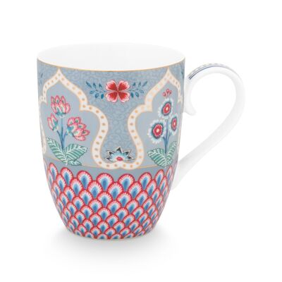 PIP - Large Flower Festival Scallop Deco mug Light blue 350ml