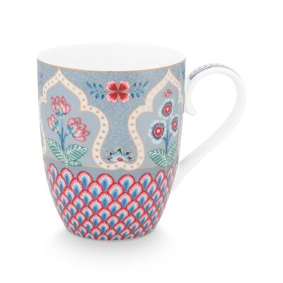 PIP - Large Flower Festival Scallop Deco Tasse Hellblau 350ml