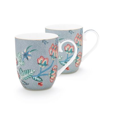 PIP - Set of 2 Small Flower Festival mug Light blue 145ml