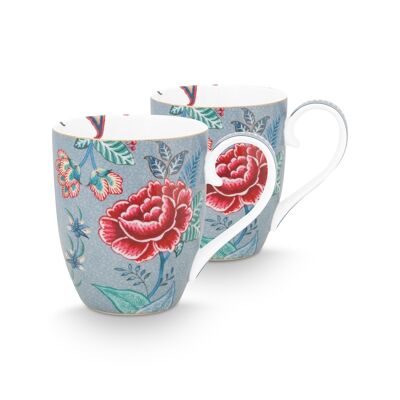 PIP - Box 2 Maxi mug XL Flower Festival Azul claro 450ml