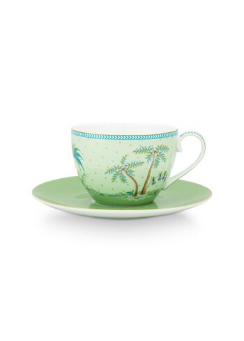 PIP - Paire tasse thé Jolie pois or vert 280ml