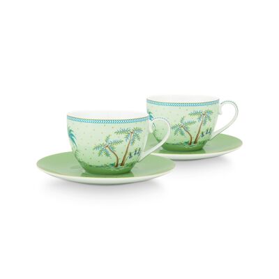 PIP - Set di 2 paia di tazze da tè Jolie pois oro verde 280ml