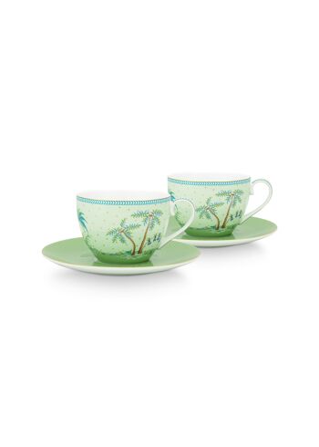 PIP - Coffret 2 Paire tasse thé Jolie pois or vert 280ml