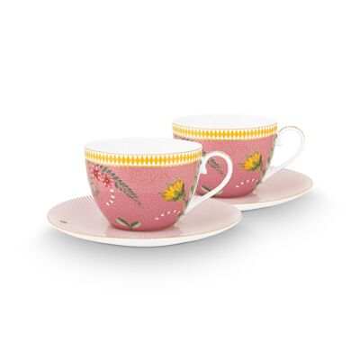 PIP - Box of 2 Pair of La Majorelle Rose tea cups 280ml