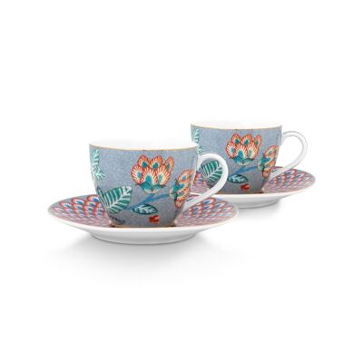 PIP - Box of 2 Pair Flower Festival coffee cups Light blue 120ml